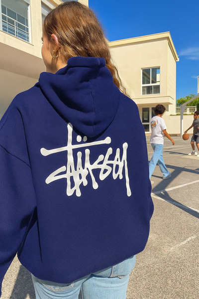 CLASSY.MODA هودي للجنسين قصة فضفاضة 3 Thread Street Style K بغطاء رأس Rear B ...