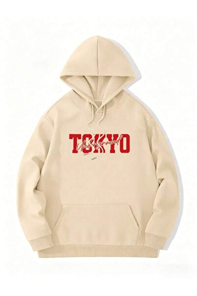 LAVİTTA Rock the World Printed Unisex Black Oversized Hooded Hoodie