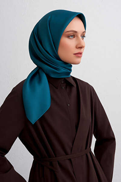 Armine Petrol Blue Solid Color Tivil Silk Scarf 10D02 - 110