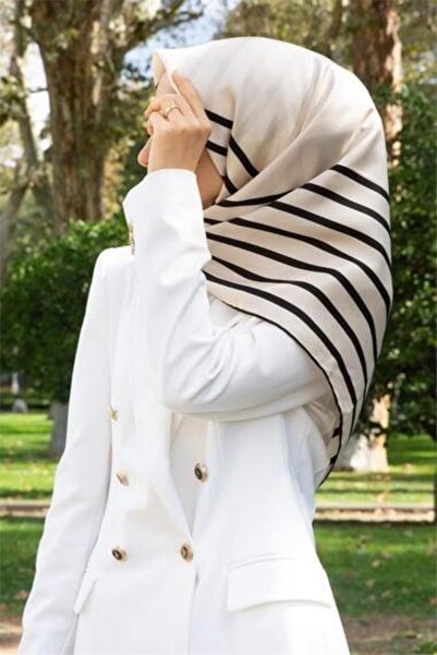 Vissona Eșarfă de mătase Tivil 60990 - 2 - 0003 - 0001 Model cu linie neagră ...