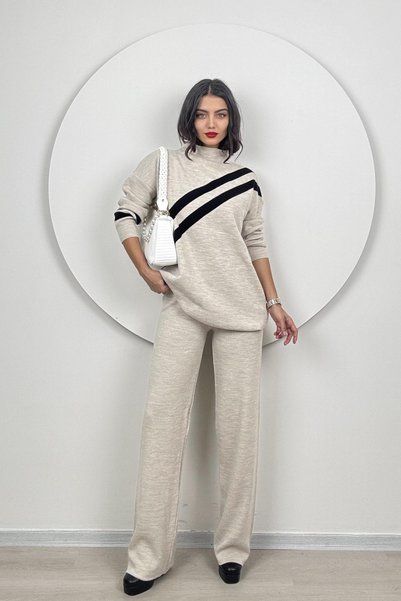 Rossida Knitwear Cream Two-Piece Set