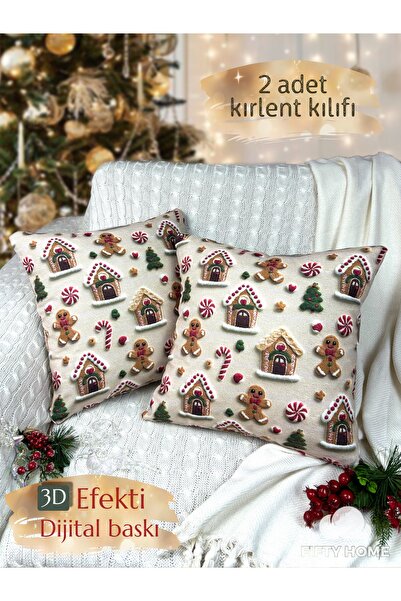 2 X PILLOW CASES 43x43 cm Digital Printing Christmas New Year Christmas Concept New Year Christmas