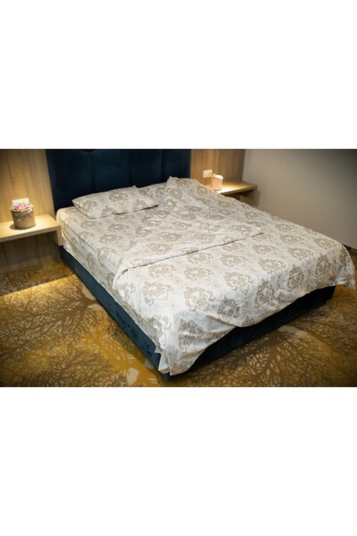 OEM White bed linen for 2 people with beige twigs