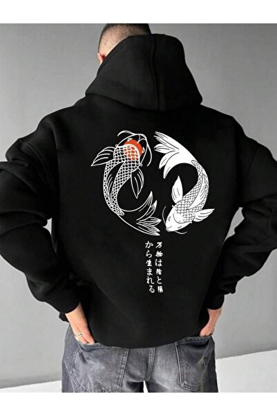 LAVİTTA هودي كوي بيش دبل مطبوع للجنسين قصة فضفاضة بغطاء رأس