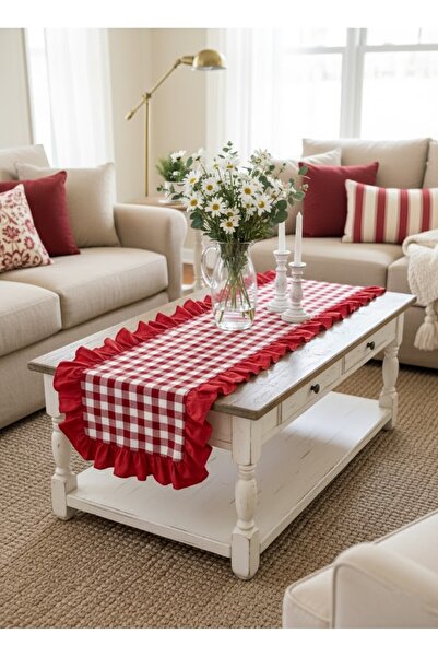 Mery Tekstil Pötikare Desenli Fırfırlı Zarif Runner 40x140 CM