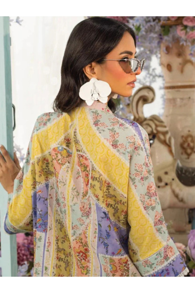 MYSMAR Yellow Satin Silk Top Bottom Dupatta - BPK1017 | Yellow