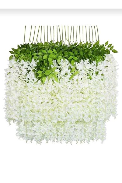 ENRUFLORA 12 Dal BEYAZ Akasya 3 Sarkıtlı Balkon Duvar Süsleme Düğün Söz Nişan Doğum Günü