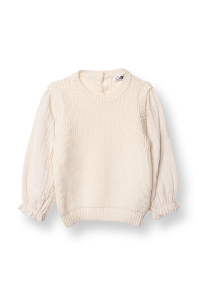 ebebek Hello Baby HelloBaby Kız Bebek Floral Teddy Bear Kazak Bisiklet Yaka U...