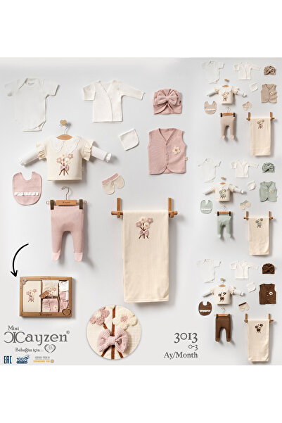 OEM Cayzen Baby Newborn Set with Embroidered Flowers and Bow – 10 Pieces