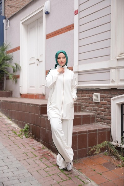 Ryzi Moda Women's Hijab Tracksuit Stylish Set with Zipper