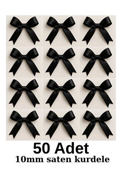 Pika Design Nikah Şekeri, Süs, Balon Süs ., Fiyonk Saten Kurdele 10.mm 50 Adet.