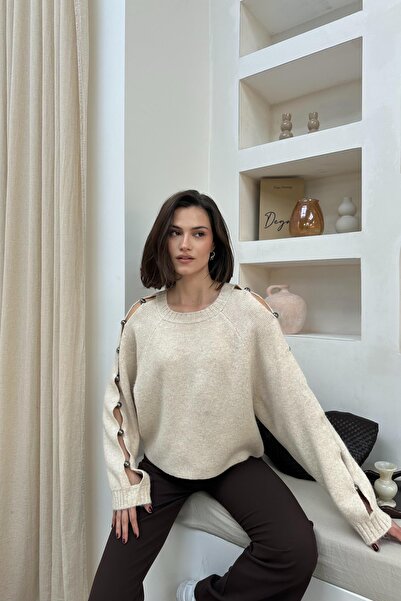 mylove Sleeve Detailed Knitwear Sweater Stone