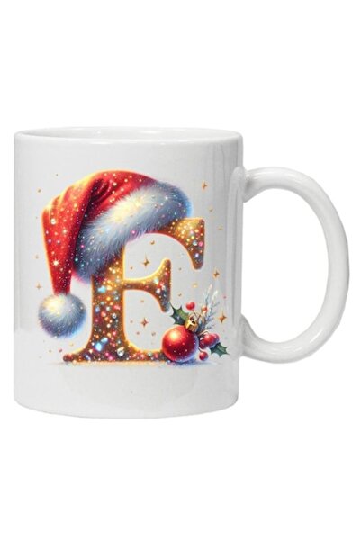 CRD PRINT Cană personalizată cu imprimeu de iarnă, inițiala „E”, model 2, cer...