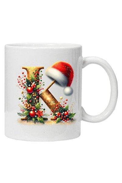 CRD PRINT Cană personalizată cu imprimeu de iarnă „inițiala K”, model 2, cera...