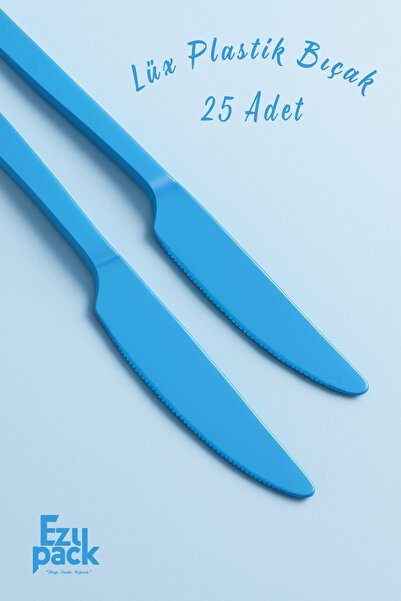 Ezupack 25-Piece Luxury Hard Plastic Blue Knife Party Birthday Presentation I...