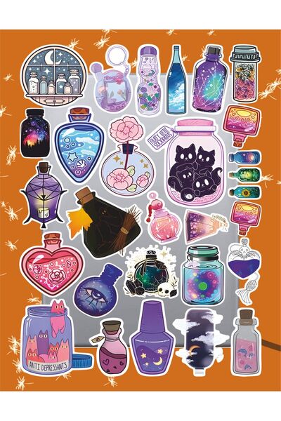 hediyenebak مجموعة ملصقات زجاجات جمالية |   ملصق للكمبيوتر المحمول والدفتر وا...