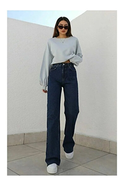 ArVib Gold Ikon 90's Dark Blue Navy Blue Super Extra High Waist Palazzo Baggy Jean Pants