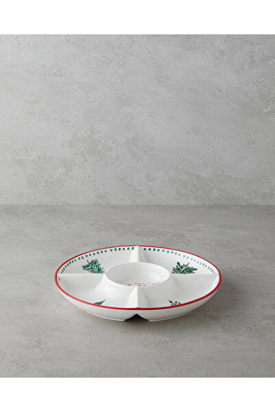 English Home Joy Dolomite Serving Bowl 25.5 cm White - Red