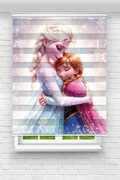 Pembepanjurevtekstıl (ENXBOY)ELSA VE ANNA DİJİTAL BASKILI ZEBRA PERDE-COCUK ODASI-STOR PERDE