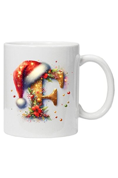 CRD PRINT Cană personalizată cu imprimeu de iarnă „inițiala F”, model 2, albă...