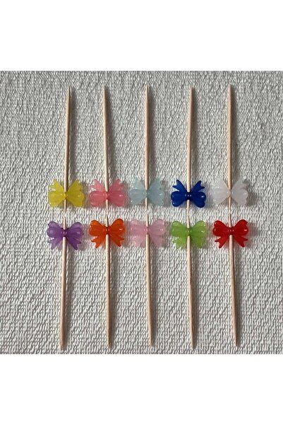 MODA MANANI 40 Adet Dekoratif Fiyonk Desenli Renkli Parti Kürdanı