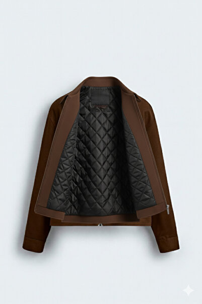 Bossago Мъжко кафяво палто-яке с цип, мека текстура, висококачествена материя