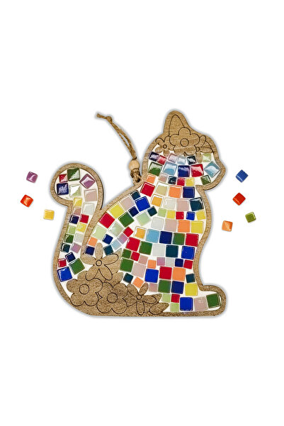 Mia Creative Art Floral Cat Mosaic Art Kit - Artistic Mosaic with Wooden Figures Children's Activity Kit - DIY Kit