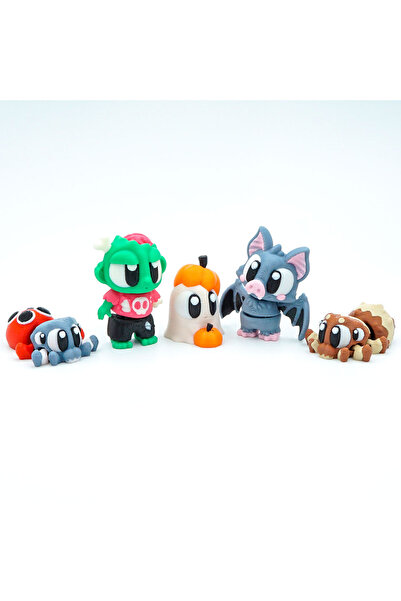 OEM Set of 5 Articulated Mini Figures, 3D, Flexi Minizz, Scary Figures, V7