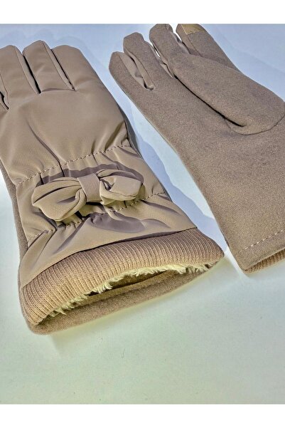 JHTshop قفازات شتوية نسائية مقاومة للماء من الفرو الصناعي الفاخر