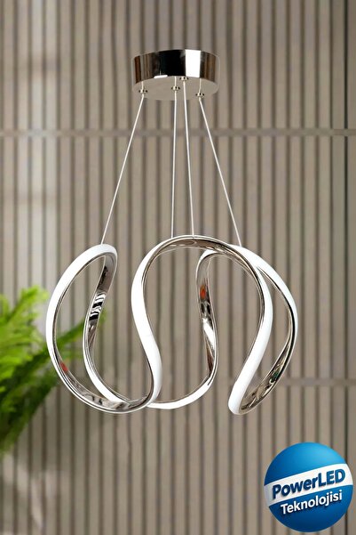 Akgül Kumandalı Krom Lüks 3 Renk Ledli Avize