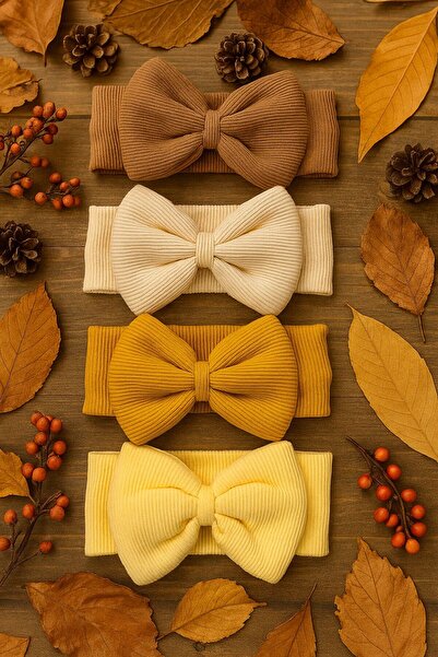 Pico Baby مجموعة من 4 قطع من باندانا بفيونكة للفتيات الصغيرات والأطفال (بني/ك...