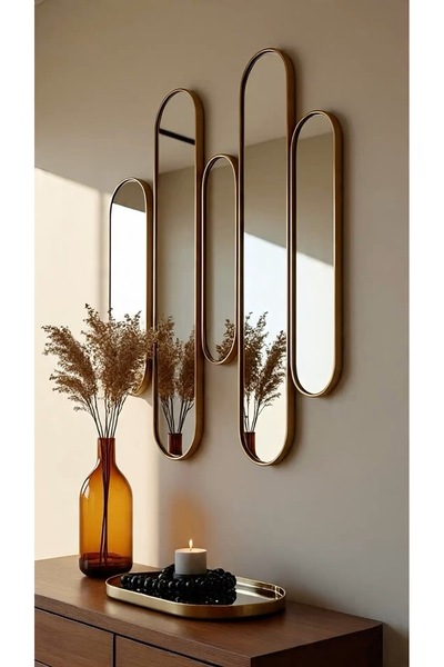 Narkissos Dizayn 100x80 cm Oval Konsol Aynası /Lüks Ayna / Parçalı Ayna/ Set Ayna