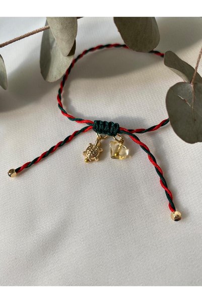 sabiha aksesuar Handmade Elevator Parachute Rope Christmas Bracelet with Turtle Charm