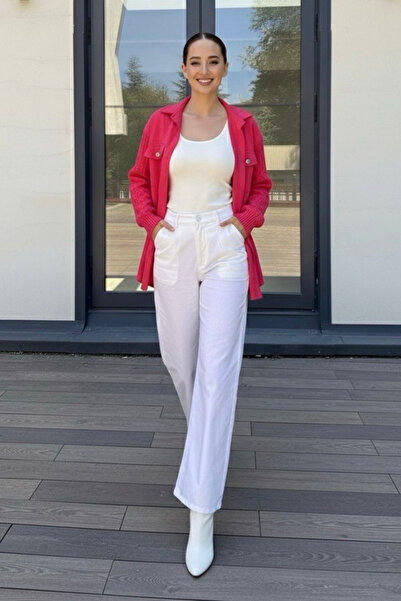 oshebu Women's Knitted Sleeves Detailed Denim Jacket