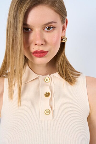 ALPACO Πλεκτό εσώρουχο με κουμπιά - Λευκό βερίκοκο