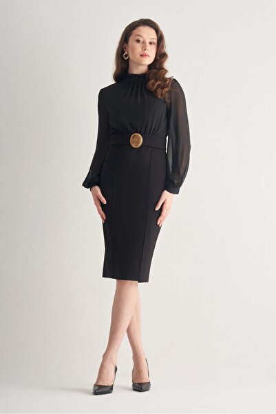 UTOPIAN Düğme Kemerli Midi Elbise