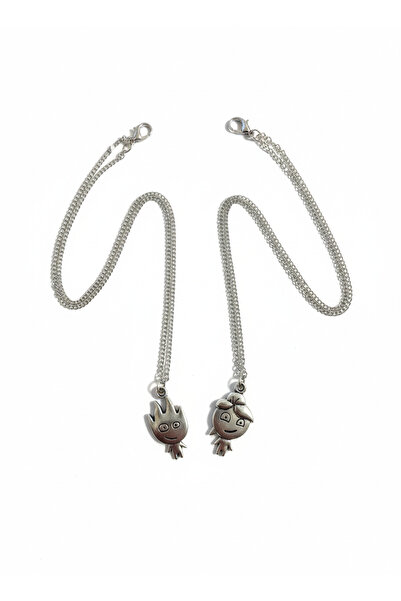 BURUCRAFT Ateş ve Su Metal Kolye (Sevgili,Arkadaş,Çift,Hediye,DoğumGünü)