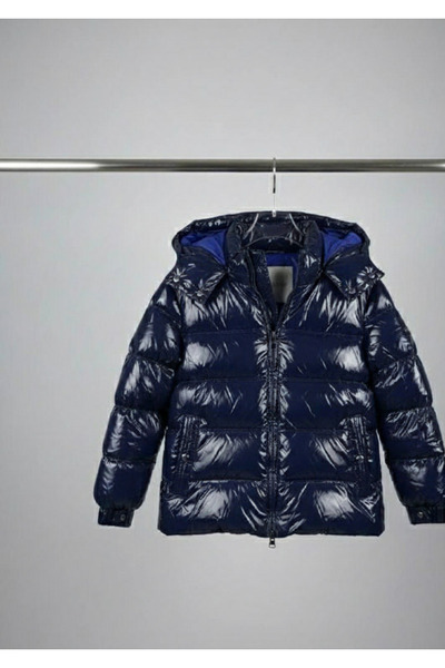 YusGos Baby Girl Children's Waterproof Shiny Puffer Jacket with Hooded Zipper Pockets (2-15 Years) Navy Blue 14