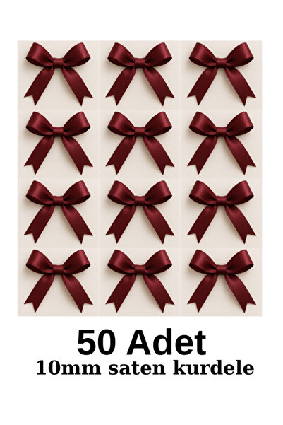 Pika Design Nikah Şekeri, Süs, Balon Süs ., Fiyonk Saten Kurdele 10.mm 50 Adet.