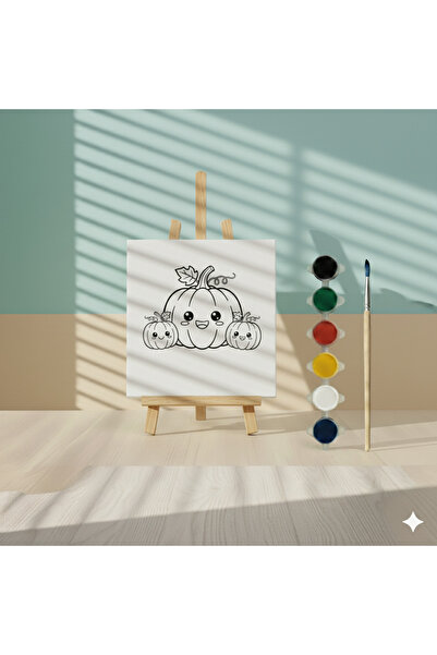 Hobiuniverse Mutlu Balkabağı Figürleri Tuval Boyama Eğitici Sanat Seti Yılbaş...