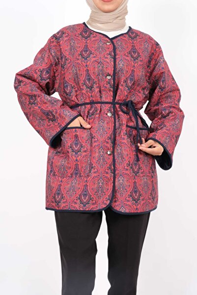 moda caddesi Ethnic Patterned Buttoned Quilted Jacket