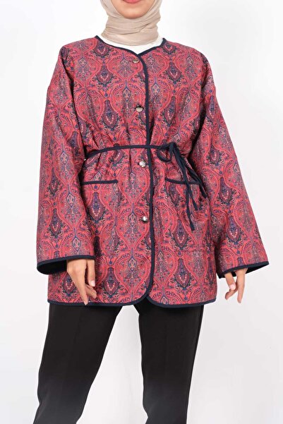 moda caddesi Ethnic Patterned Buttoned Quilted Jacket