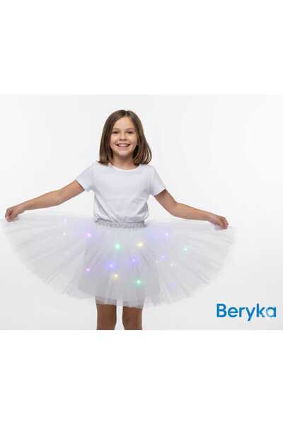 Beryka LED Işıklı Tütü Etek – Kız Çocuklar İçin Büyülü Parıltı - Astarlı, Bey...