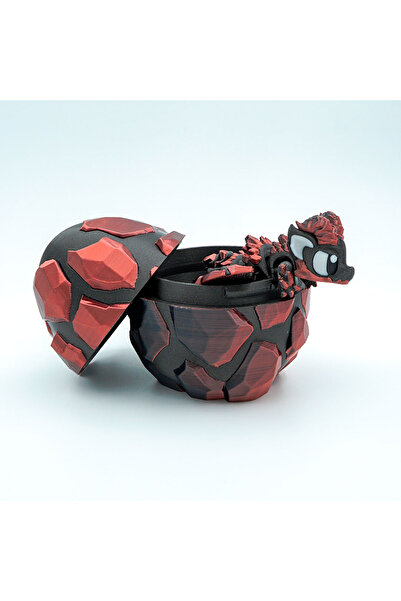 OEM Lava Dragon and Dragon Egg Mini Figurine Set, Dark Grey and Metallic Red, 10x10x10cm