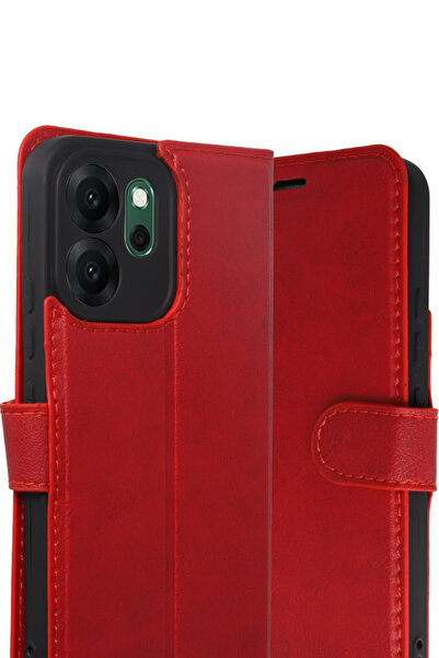 cepmoda Oppo'Reno 14F' Cover Case | Tp Pu Leather Full Protection Wallet Stand Card Holder Case - Red