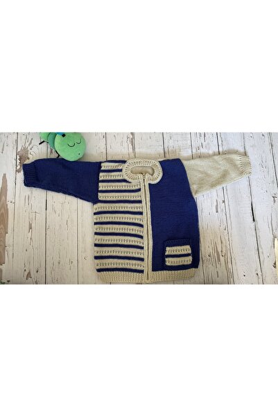 Baby ERKEK BEBEK EL ÖRGÜSÜ FERMUARLI HIRKA, BEBEK HIRKA YELEK, HEDİYELİK