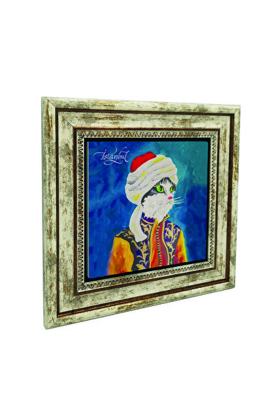 Sadrazam Pictură cu piatră naturală Kavuklu pisică cu imprimeu 25cm x 25cm | ...