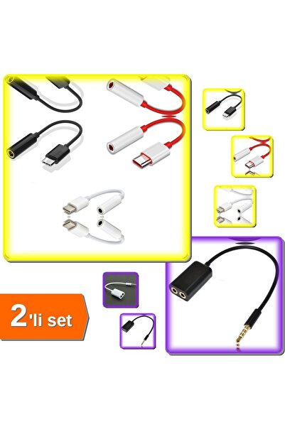 HerEveOyuncak Type-C to 3.5mm Jack Çevirici Dönüştürücü Aux Adaptör + Kulaklı...