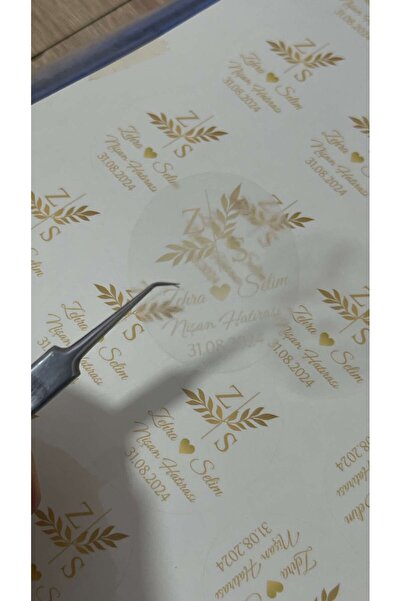 arl etiket tasarım dijital baskı merkezi Şeffaf Gold Renk Etiket Söz, Nişan, ...