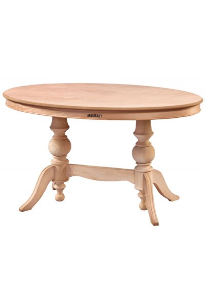 Masifart Rozet 140 Lık Çift Ayaklı Oval Masa Cilasız Ham